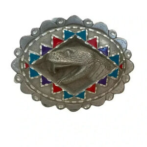 1997 Gap Vintage Solid Fine Pewter Snake Western Belt Buckle Rattlesnake Rancher